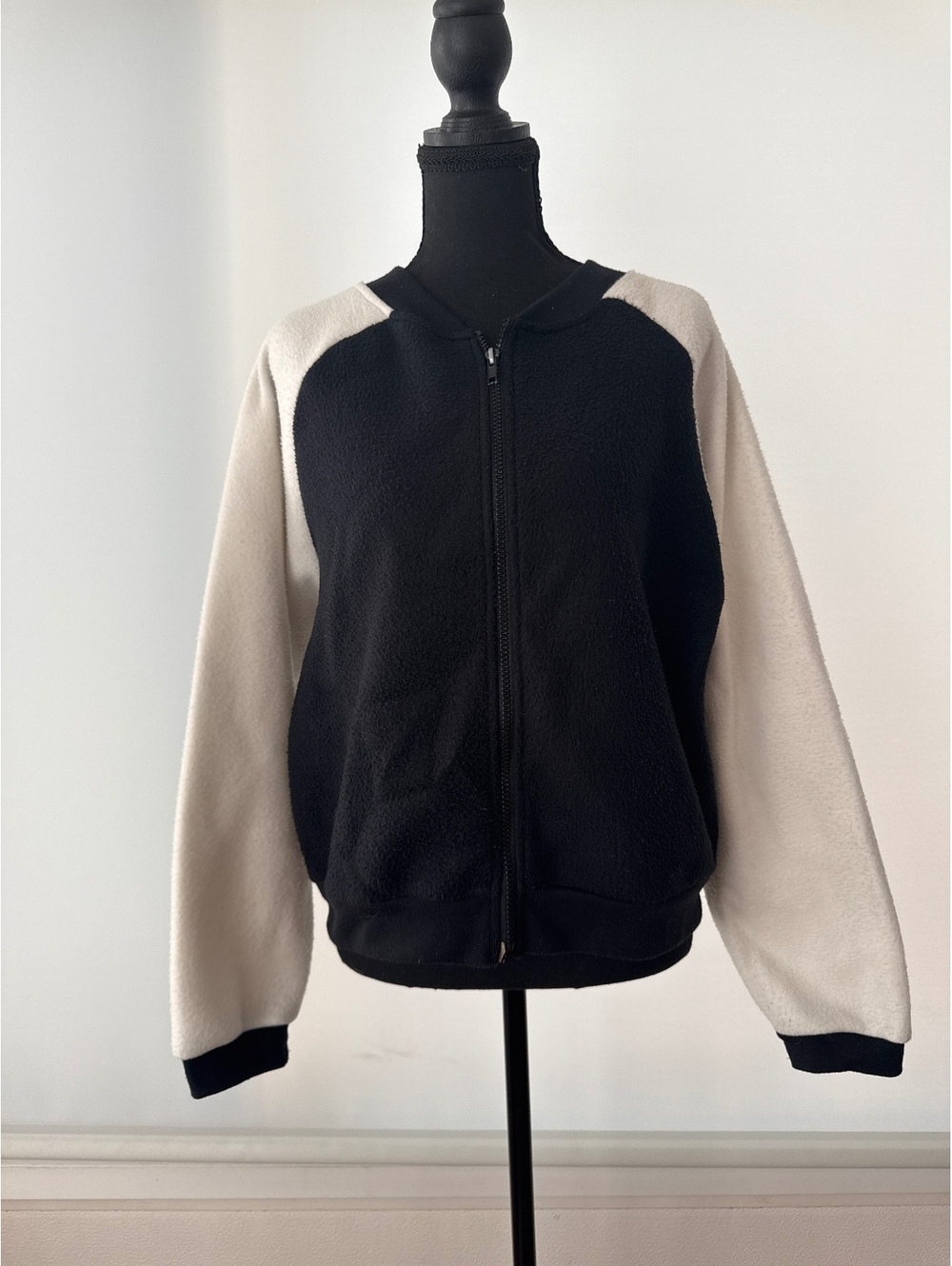 Vintage Canyon River Blues Black White Fleece Zip Jacket Women’s L 90s